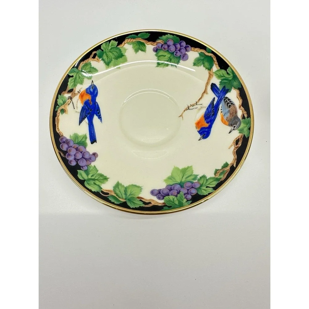 Lenox Birds of America Blue Bird Cup Saucer Gold Trim USA Vintage 1990s